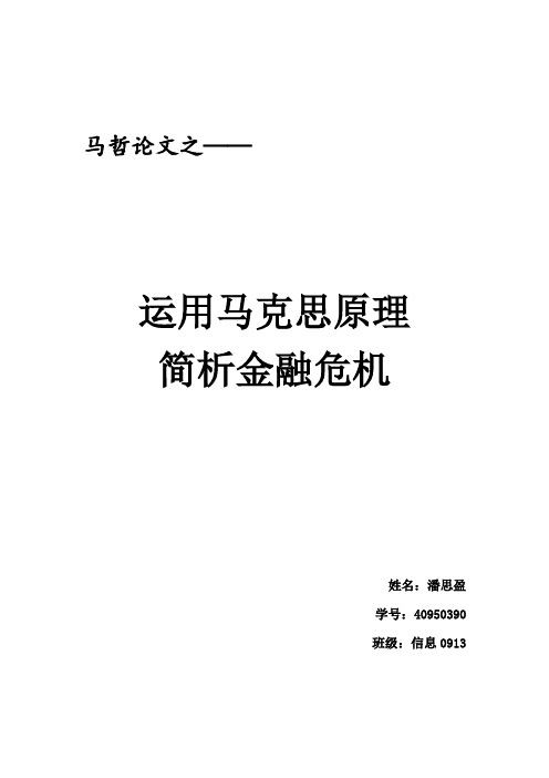 从马克思原理看当今金融危机