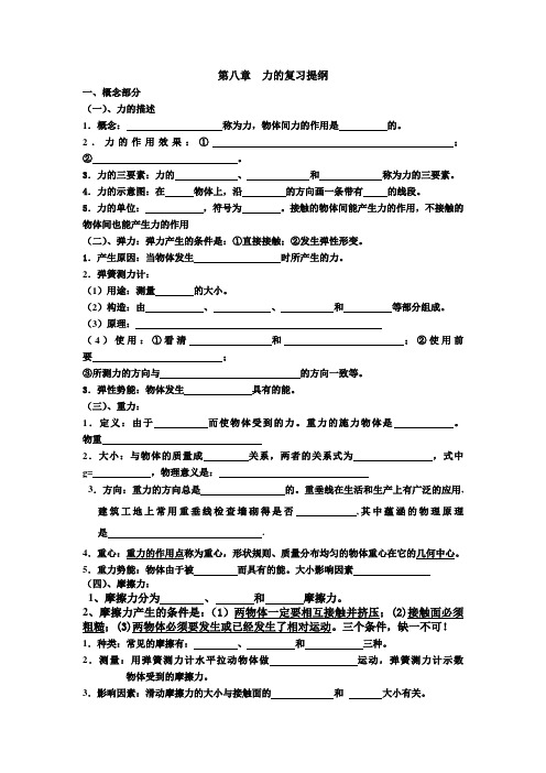 第八章力 复习提纲
