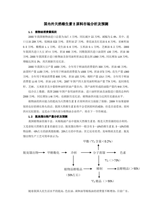 国内外天然维生素E原料市场分析及预测