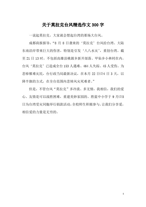 关于莫拉克台风精选作文300字