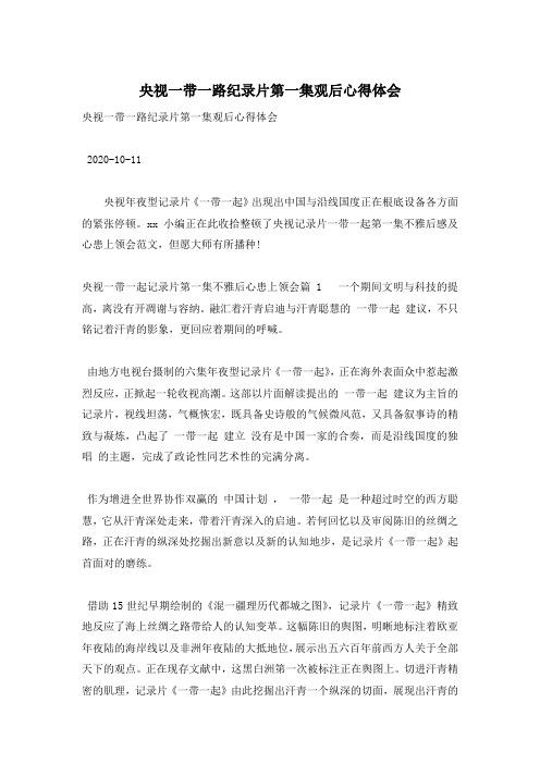 央视一带一路纪录片第一集观后心得体会