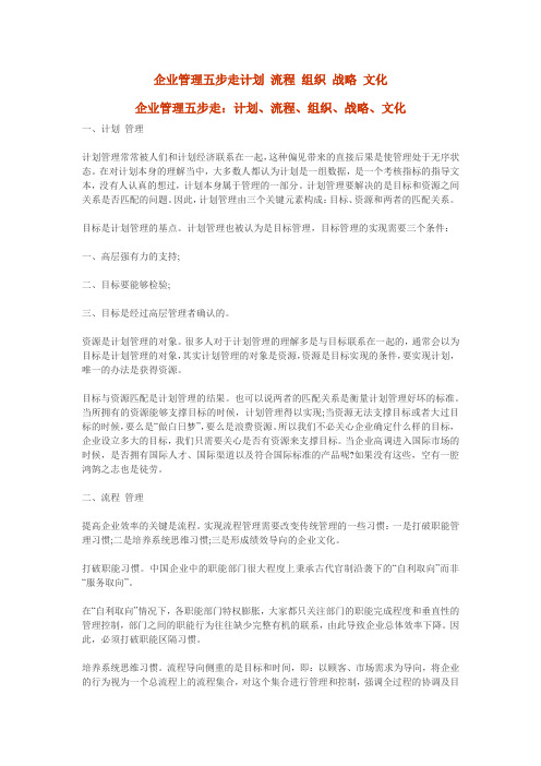 企业管理五步走计划 流程 组织 战略 文化
