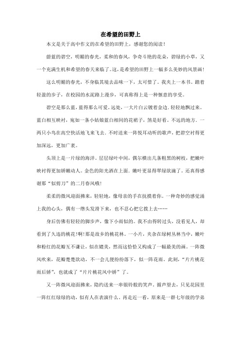 在希望的田野上_高中作文