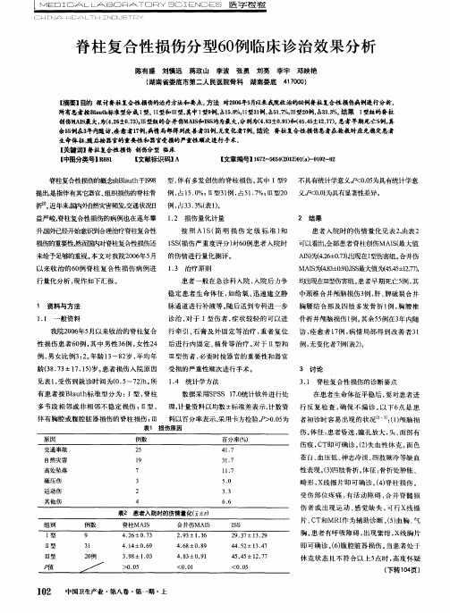 脊柱复合性损伤分型60例临床诊治效果分析
