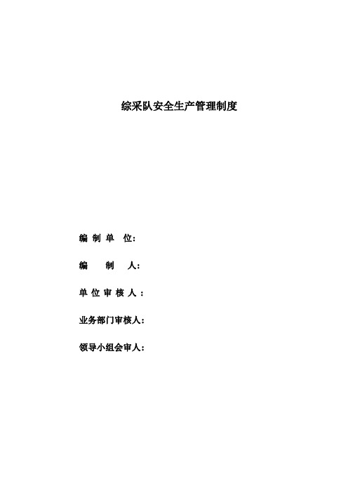 综采队安全生产管理制度