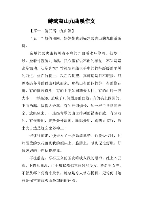 游武夷山九曲溪作文