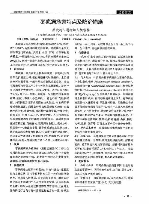 枣疯病危害特点及防治措施