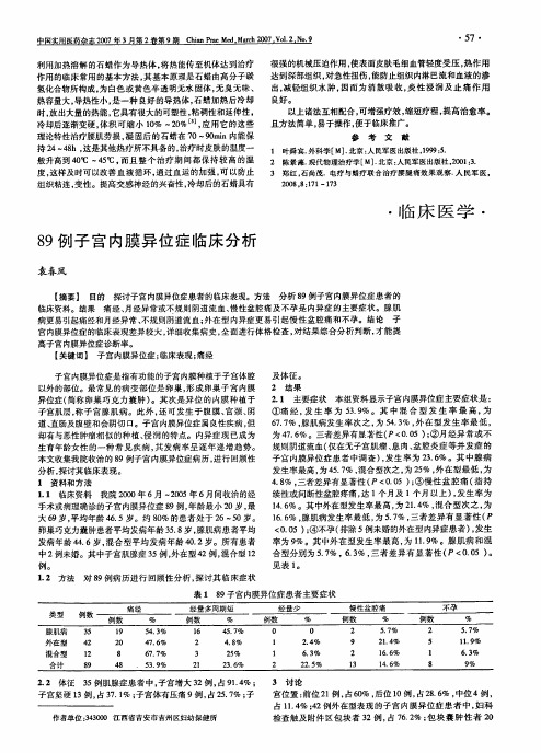 89例子宫内膜异位症临床分析