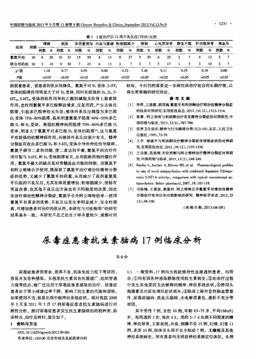 尿毒症患者抗生素脑病17例临床分析