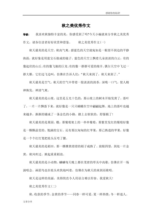 秋之美优秀作文
