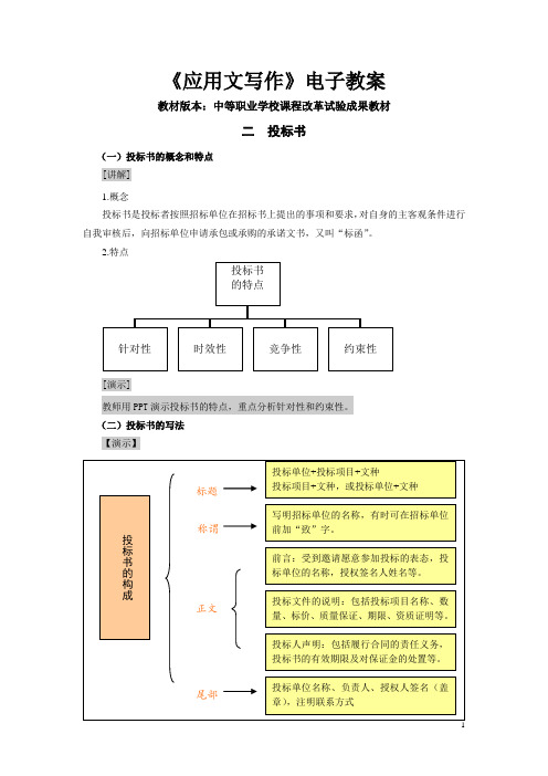 中职试验教材应用文写作(高教版 王崇国编)电子教案：投标书