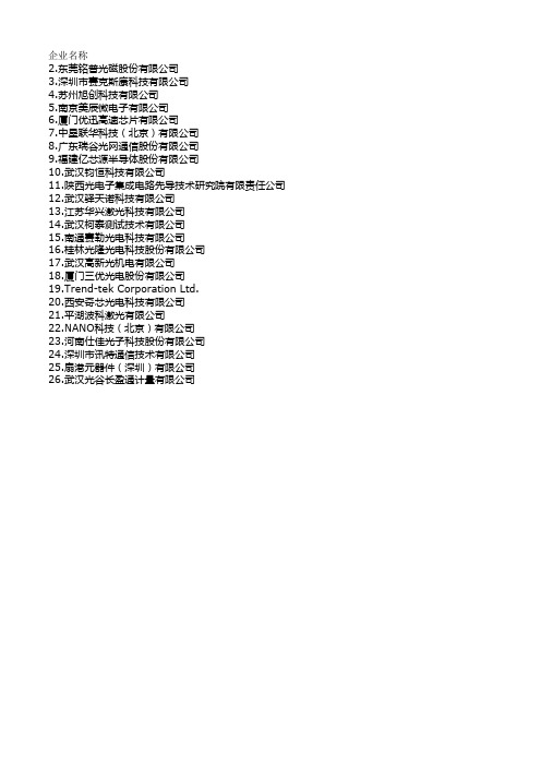 光通信企业名录