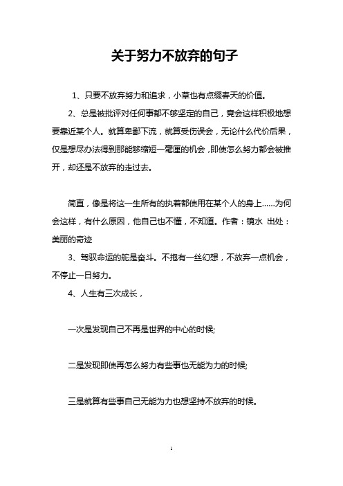 关于努力不放弃的句子