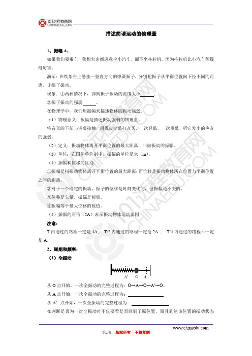 描述简谐运动的物理量
