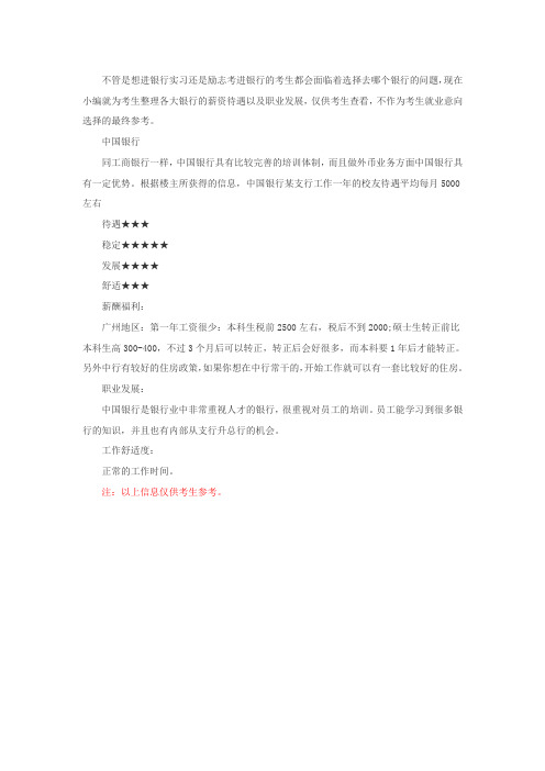 中国银行薪资待遇及职业发展前景大揭秘