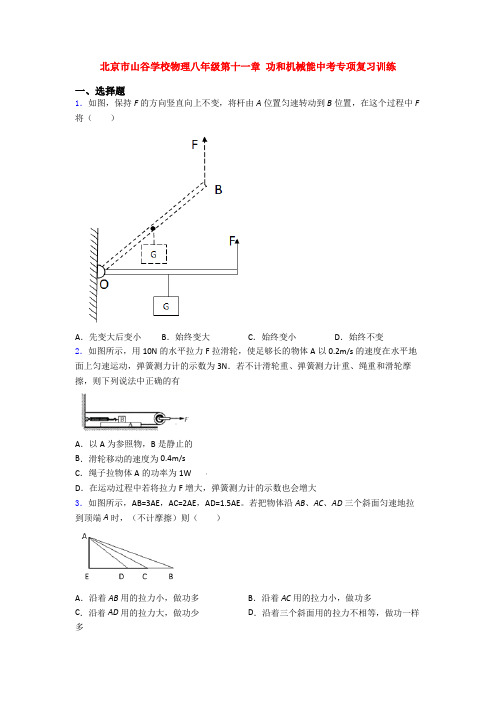 北京市山谷学校物理八年级第十一章 功和机械能中考专项复习训练
