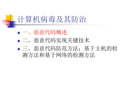 计算机病毒及其防治 信息安全概论课件与复习提纲