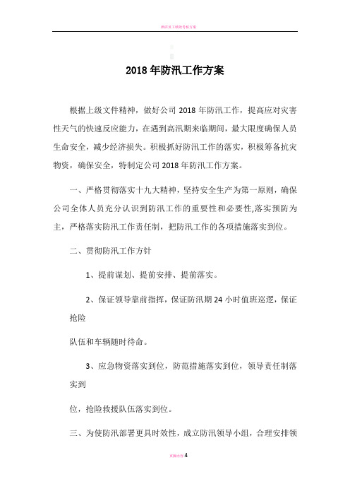 2018年防汛工作方案