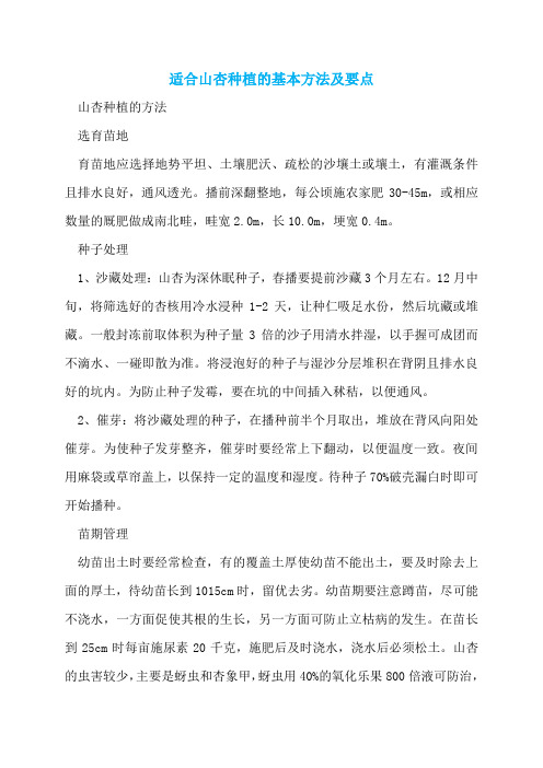 适合山杏种植的基本方法及要点