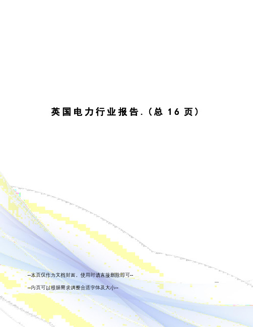 英国电力行业报告