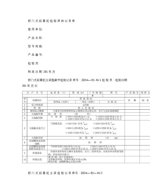 桥门式起重机检验原始记录表.【范本模板】