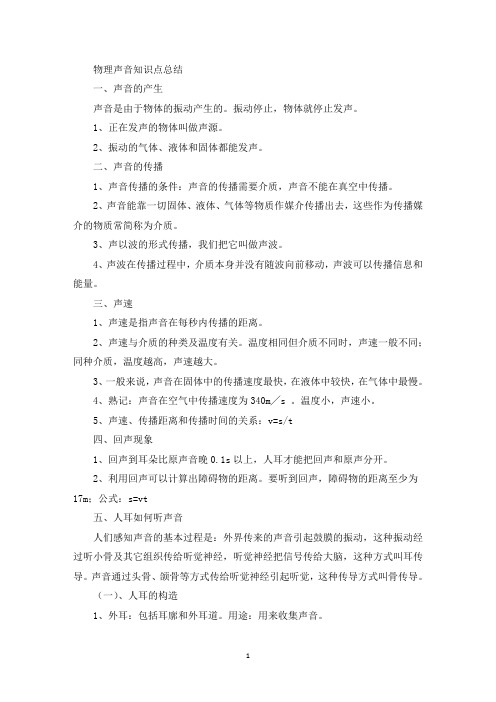 物理声音知识点总结(最新)