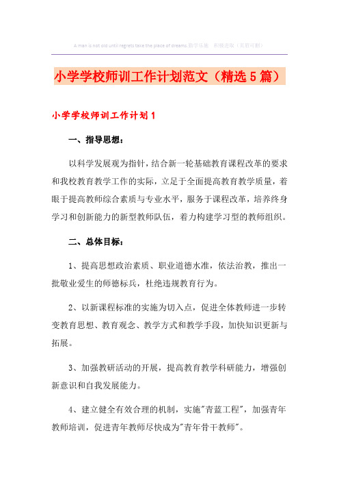 小学学校师训工作计划范文(精选5篇)