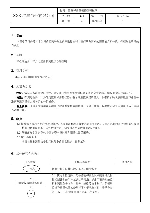 监视和测量装置控制程序