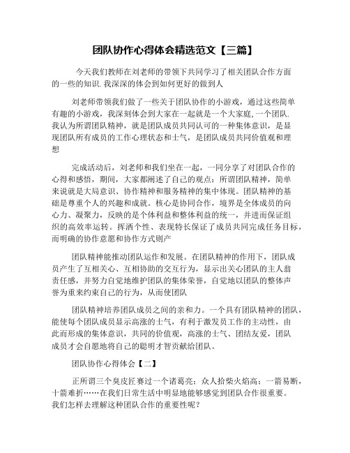 团队协作心得体会精选范文【三篇】