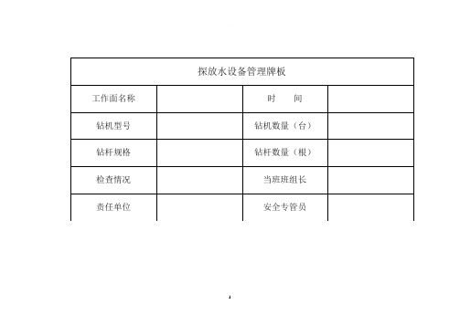 煤矿探放水牌板