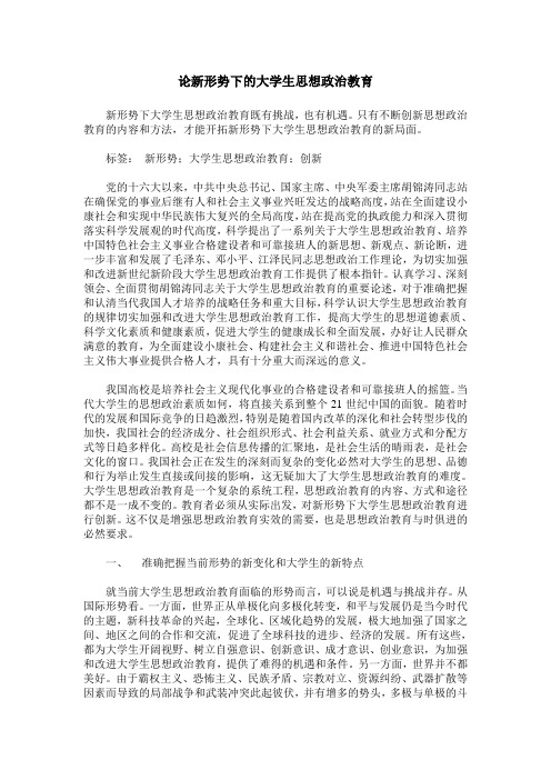 论新形势下的大学生思想政治教育