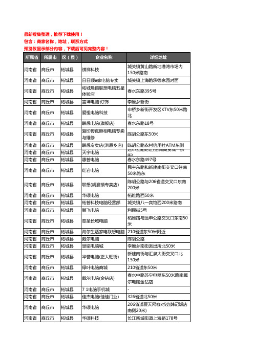 新版河南省商丘市柘城县电脑企业公司商家户名录单联系方式地址大全92家