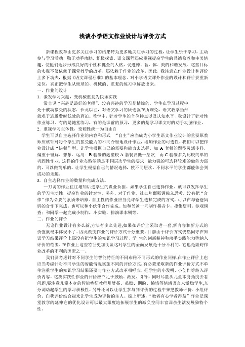 作业设计与评价方式