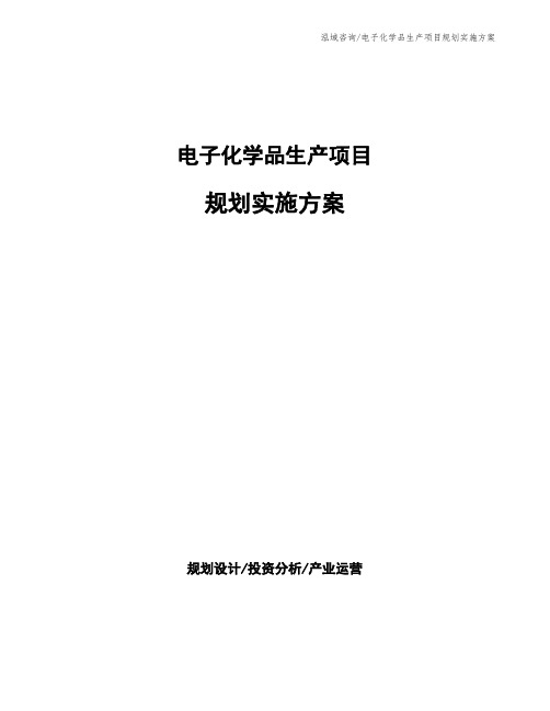 电子化学品生产项目规划实施方案