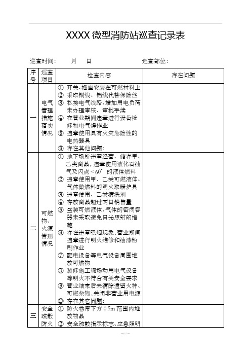 XXXX微型消防站巡查记录表