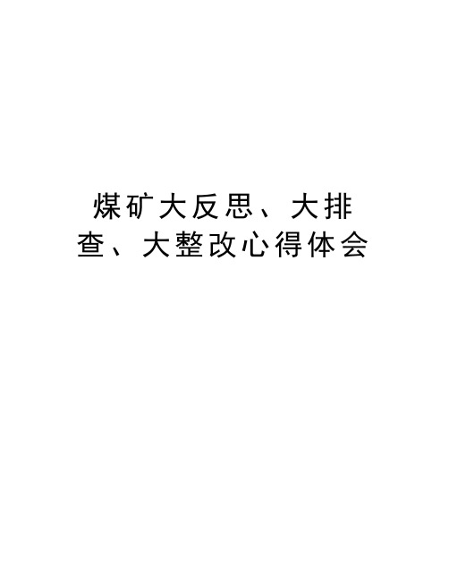 煤矿大反思、大排查、大整改心得体会备课讲稿