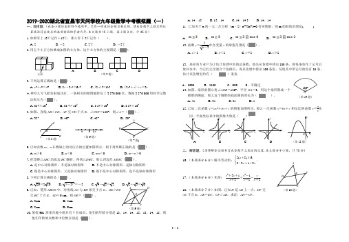 湖北省宜昌市天问学校2019-2020学年九年级数学中考模拟题(一)(无答案)