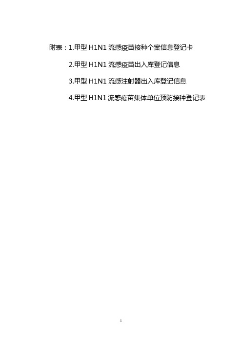 附表1.甲型H1N1流感疫苗接种个案信息登记卡