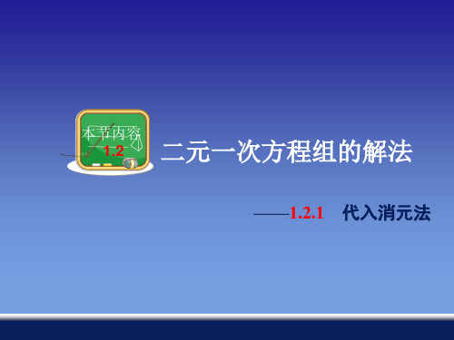 2021年湘教版数学七年级下册第一章《代入消元法》公开课课件2.ppt