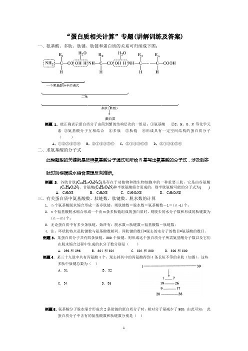 “蛋白质相关计算”专题(讲解训练及答案)