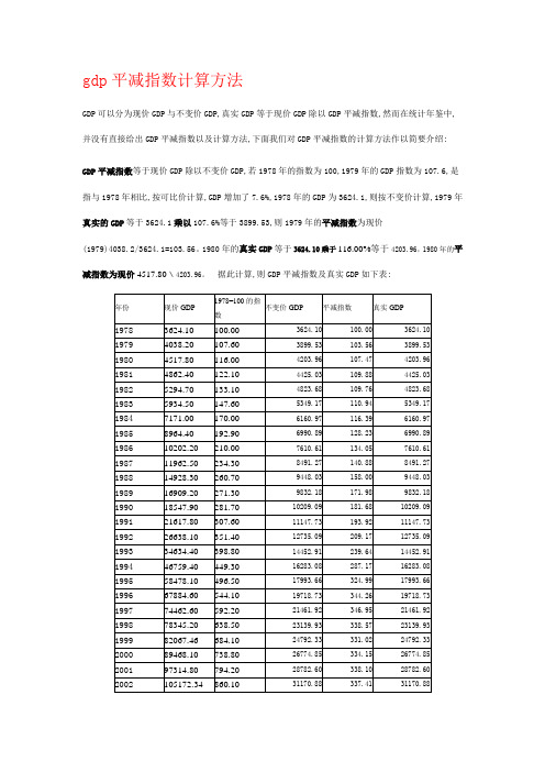 gdp平减指数计算方法