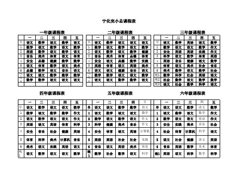 小学课程总表