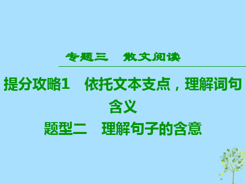 [K12]2019版高考语文二轮提分复习专题3散文阅读提分攻略1题型2理解句子的含意课件