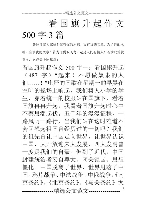 看国旗升起作文500字3篇_0