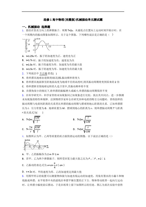 选修1高中物理(完整版)机械振动单元测试题
