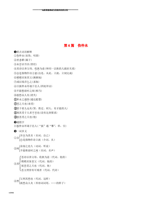 中考语文 第6篇 伤仲永复习素材