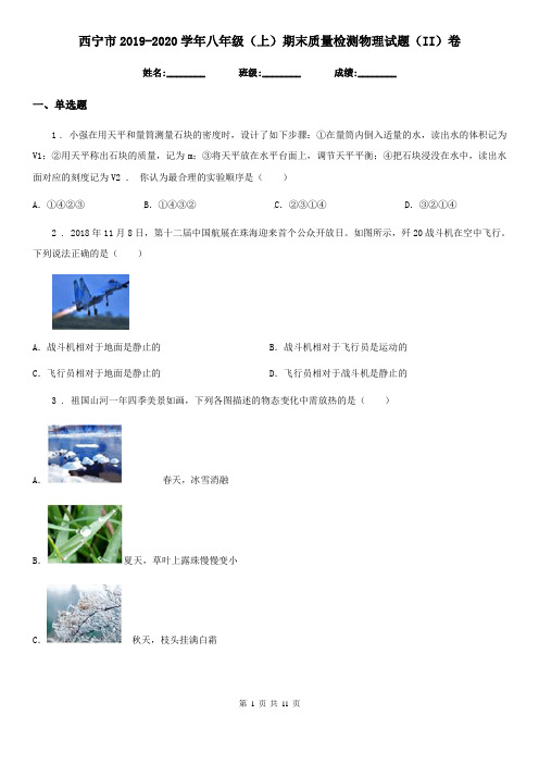 西宁市2019-2020学年八年级(上)期末质量检测物理试题(II)卷