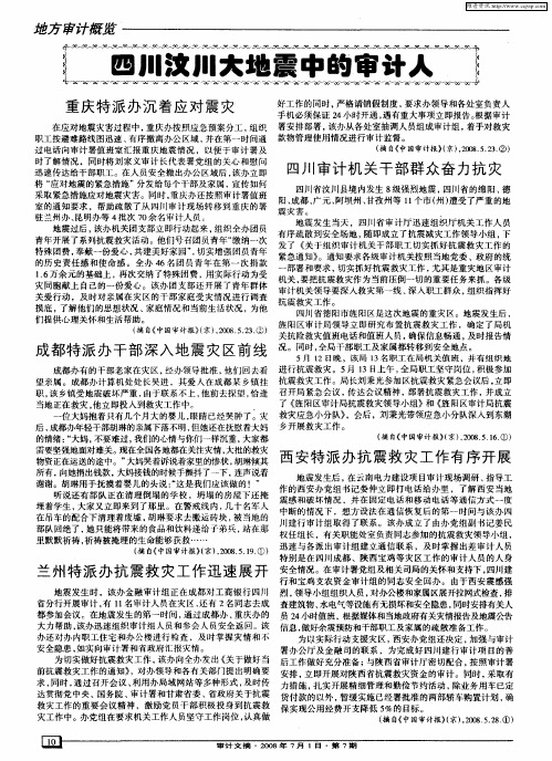 四川审计机关干部群众奋力抗灾