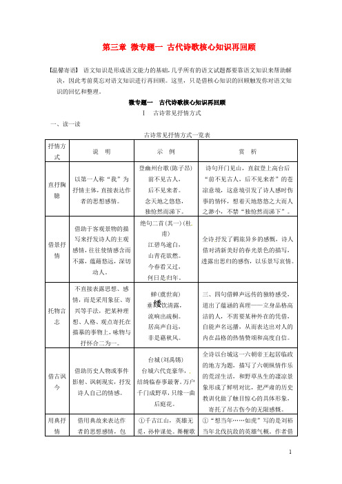 【步步高】(江苏专版)2014届高考语文大二轮 第三章 微专题一 古代诗歌核心知识再回顾复习训练