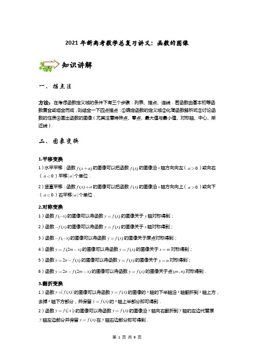 2021年新高考数学总复习讲义：函数的图像